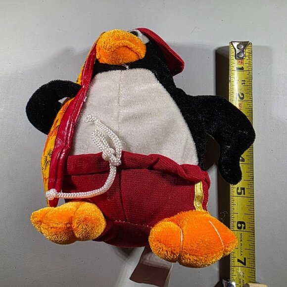 Penguin Plush Kellytoy Red Trunks Surfboard beach anthropomorphic stuffed animal - Picture 6 of 6